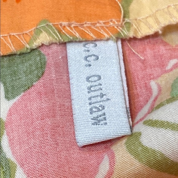 Y2K C.C. Outlaw Vibrant Orange and Pink Pleated A-Line Skirt for Resort Wear - Picture 2 of 6